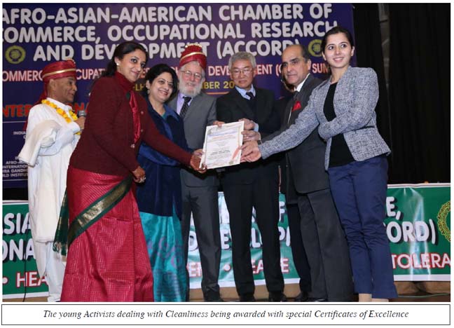 The young Activists dealing with Cleanliness being awarded with special Certificates of Excellence