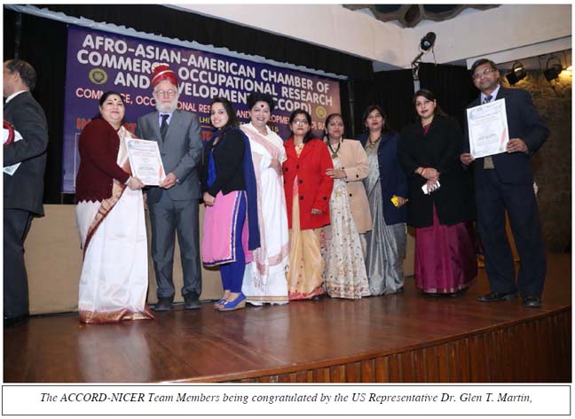 The ACCORD-NICER Team Members being congratulated by the US Representative Dr. Glen T. Martin, 